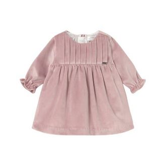 MAYORAL Velvet Pleated Dress with Ruffle Cuffs in Pink at Nordstrom, Size 12M