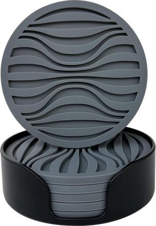OEM Juego De 6 Vasos Redondos De Dise&ntilde;o Grueso (0,5 Cm) Para Bebidas, Caf&eacute; O Cerveza, Con Patr&oacute;n Antideslizante (gris)