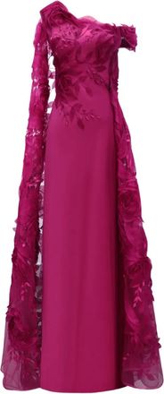 Gemy Maalouf Asymmetrische jurk met bloemen - Roze