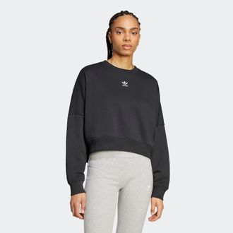 adidas Sweatshirt ADIDAS ORIGINALS ESS CREW FL, Damen, Gr. XXL, schwarz, Obermaterial: 80% Baumwolle, 20% Polyester, Sweatshirts Sweatshirt