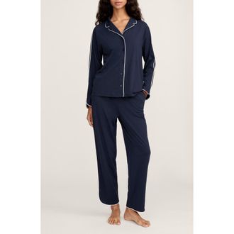 Petite Plume Margaux Lightweight Pima Cotton Pajamas in Navy at Nordstrom, Size X-Small