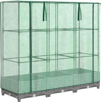 vidaXL Vidaxl - Raised Bed with Greenhouse Cover Rattan Look 120x40x123 cm