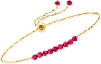 RS Pure by Ross-Simons Ruby Bead Bolo Bracelet 14kt Yellow Gold