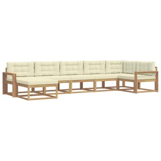 vidaXL Conjunto De Sof&aacute;s De Exterior Con Coj&iacute;n 7 Pcs Blanco Y Crema Vidaxl