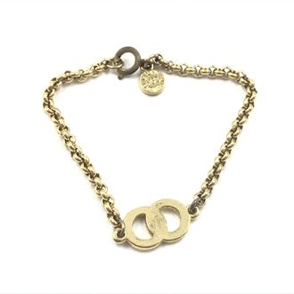 Celine Gold Plated Chain Bracelet With Logo Womens Charm (Pre-Owned)