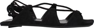 The Attico Black Leather Flat Womens Sandals