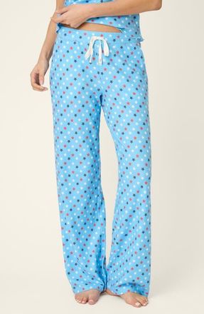 PJ Salvage Star Spangled Jersey Pajama Pants in Bay Blue at Nordstrom, Size X-Large