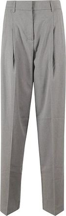 Remain Stijlvolle Wide Leg Broek - Dames - Wijde Broeken - Grijs - L - Wol - Broeken