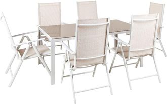 Beliani Conjunto de comedor 6 personas de metal beige