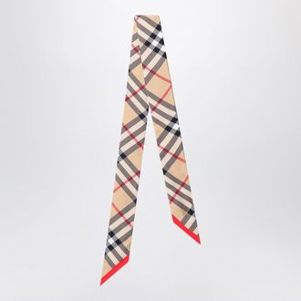 Burberry Thin Silk Scarf Check Beige