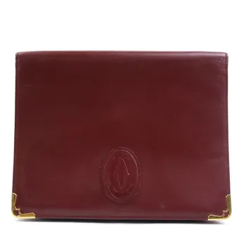 Cartier Burgundy Leather Clutch Bag (Pre-Owned)