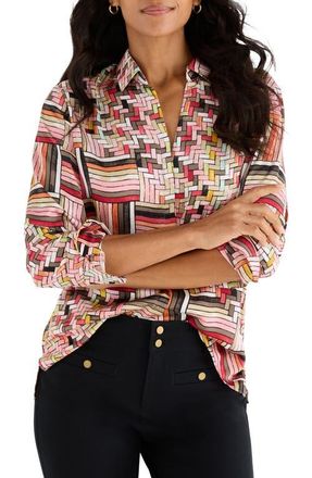 Nic+Zoe Colorweave Button-Front Shirt in Pink Multi at Nordstrom, Size Petite P