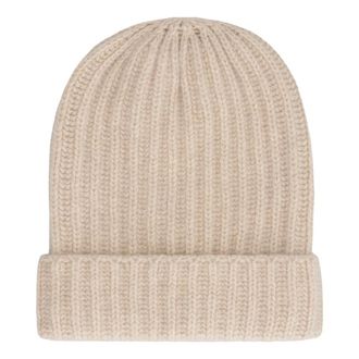 Malo Accessories, unisex, Beige, ONE SIZE, Ribbed knit cashmere hat