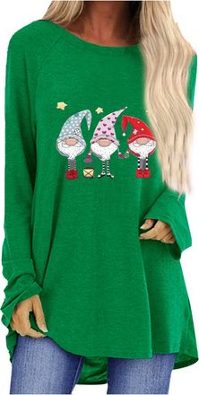Generic Christmas Long Sleeve Shirt for Women Christmas Jumpers for Women Xmas Sweatshirt Loose Funny Xmas Jumpers Long Sleeve Crewneck Shirt Ladies Fashion H