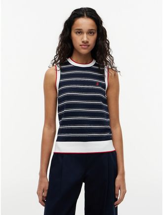 Tommy Hilfiger Womens Striped Sweater Vest - Classic Navy Stripe - XS
