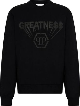 Philipp Plein Fleece Ronde Hals Sweater Grote Maten - Heren - Sweatshirts - Zwart - L - Katoen - Hoodies & sweatvesten