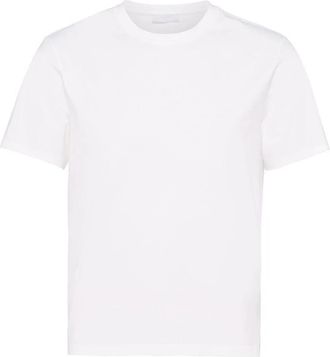 Prada Logo-gesticktes Baumwoll-T-Shirt