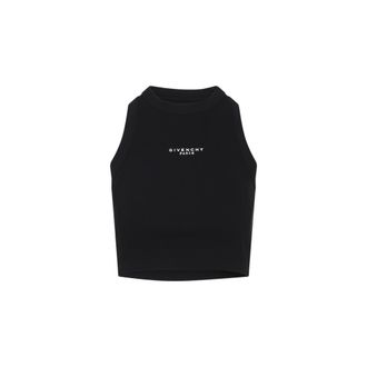 Givenchy Black Logo Round Neck Top