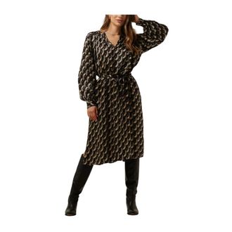 Second Female Hopi Midi Jurk - Dames - Casual kleedjes - Veelkleurig - XS - Polyester - Kleedjes