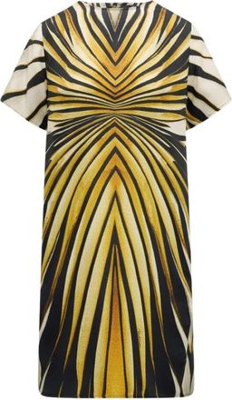 Roberto Cavalli Ray Of Gold Print Silk Mini Dress - Dames - Korte kleedjes - Geel - XS - Kleedjes