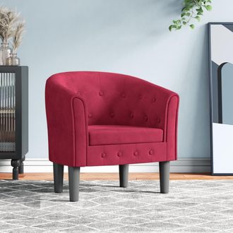 vidaXL Vidaxl - Sill&oacute;n De Terciopelo Rojo Tinto