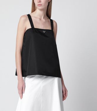 Prada Top in Re-Nylon nero con triangolo logo
