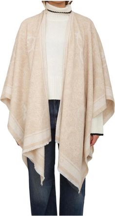 Pinko Sjaal / Foulard - Dames - Ponchos - Beige - ONE Size - Wol - Jassen