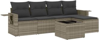 vidaXL Vidaxl - Set De Sof&aacute;s De Jard&iacute;n 6 Pzas Y Cojines Rat&aacute;n Sint&eacute;tico Gris