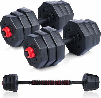 Umbro Set Manubri Convertibili in Bilanciere 19Kg Totali 12 Dischi Pesi Plastica Dura