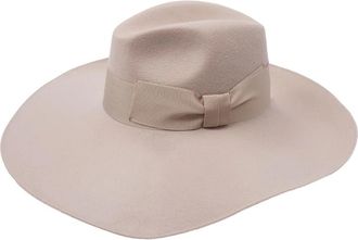 Catarzi Beige Wollen Fedora met Striklint - Dames - Hoeden - Beige - 57 CM - Wol - Accessoires