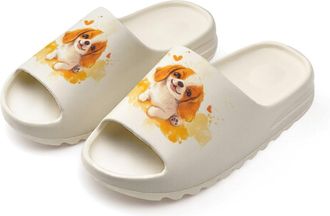 Generic Cute Dog Watercolor Slides for Women Men Soft Thick Bottom Coconut Slippers Sandals for Bathroom Beach