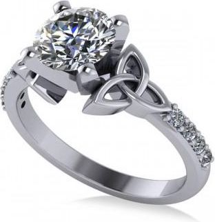 Allurez Round Diamond Celtic Knot Engagement Ring 14K White Gold (1.50ct)