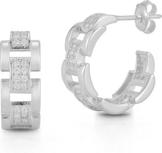 Glaze Jewelry Sterling Silver Pave Link Hoops