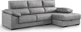 Home Heavenly Sofá Chaise Longue izquierdo con arcón gris oscuro 100 x 283 x 167 cm