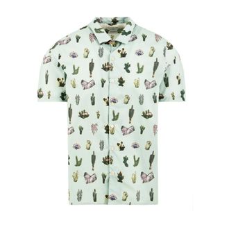 Paul Smith Desert Flowers Vacation Shirt - Heren - Korte mouwen Overhemden - Groen - M - Katoen - Overhemden