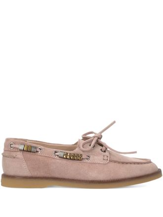 Pinko Su&egrave;de loafers met veters - Roze