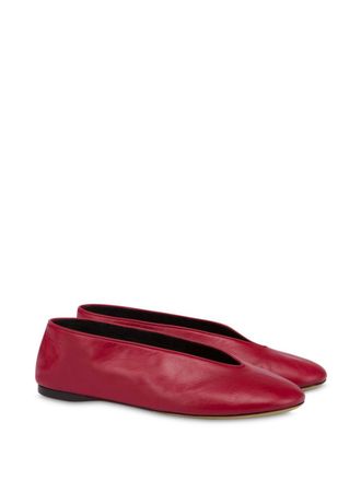 Moschino leather ballerina shoes - women - Calf Leather/Goat Skin/Sheepskin/Cotton - 38 - Red