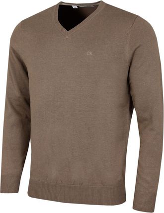 Calvin Klein Mens V-Neck Soft Cotton Sweater - Mink - XXL