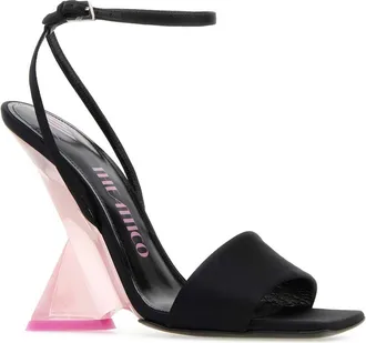 The Attico Zwarte Satijnen Cheope Sandalen