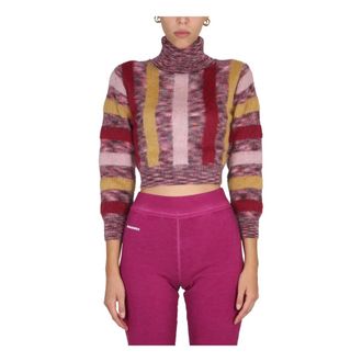 Dsquared2 Striped Crop Turtleneck - female - Dsquared2 - Turtlenecks - Multicolor - M - Knitwear
