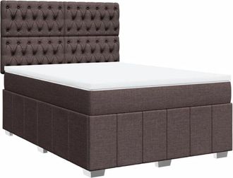 vidaXL Vidaxl - Cama Box Spring Con Colch&oacute;n Tela Marr&oacute;n Oscuro 160x200 Cm