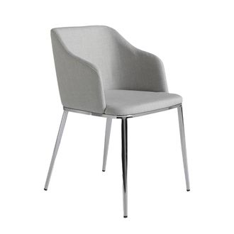 Angel Cerd&aacute; Grey Upholstered Dining Chair - Chrome Stainless
