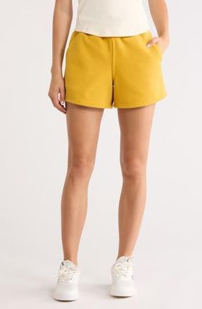 90 Degree by Reflex Varsity Vault Fleece Shorts in Mustard at Nordstrom Rack, Size X-Large