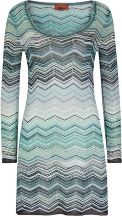 Missoni Zigzag Metallic-knit Mini Dress - Turquoise - 38 (UK6 / XS)