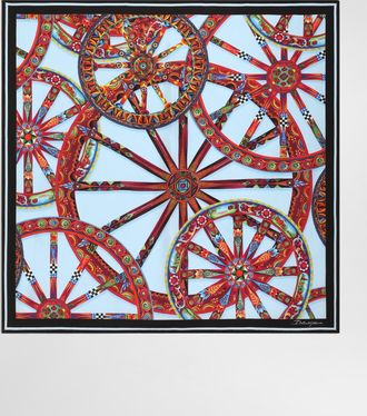 Dolce & Gabbana 70x70 Carretto-print Silk Twill Scarf - Man Scarves And Silks Multicolor Onesize
