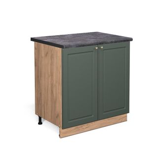 Vicco Armario Bajo Para Fregadero Fame-line, Verde Dorado Casa De Campo, 80 Cm Con Estante, Et Antracita Vicco