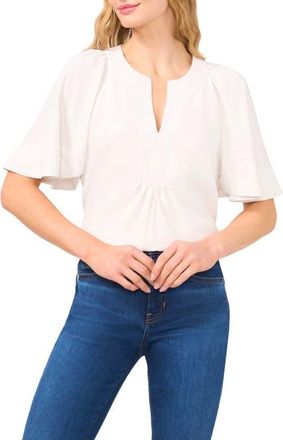 CeCe by Cynthia Steffe Flutter Sleeve Crepe Top in New Ivory at Nordstrom, Size Medium