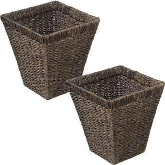 Happimess Handwoven Seagrass 2.3-Gallon Tapered Square Wicker Watebasket in Brown at Nordstrom