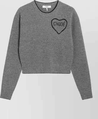 Chlo&eacute; ribbed cropped wool cashmere sweater