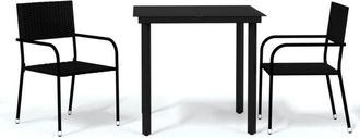 vidaXL Juego De Comedor Para Jard&iacute;n 3 Piezas Negro Vidaxl